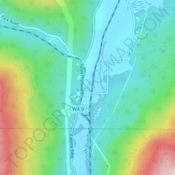 Mappa topografica Wickersham, altitudine, rilievo