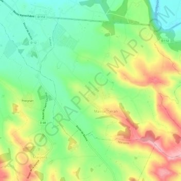 Mappa topografica En Cabrol, altitudine, rilievo