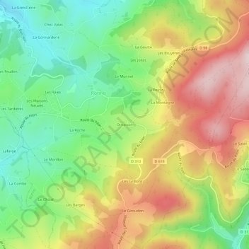 Mappa topografica Ornaison, altitudine, rilievo