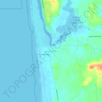Mappa topografica Copalis Beach, altitudine, rilievo