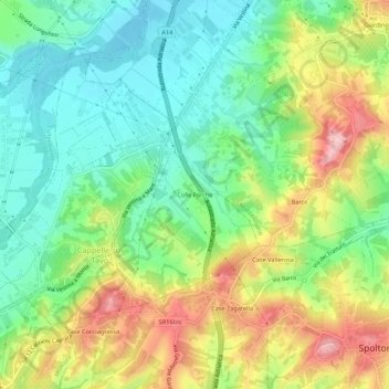 Mappa topografica Colle Forche, altitudine, rilievo