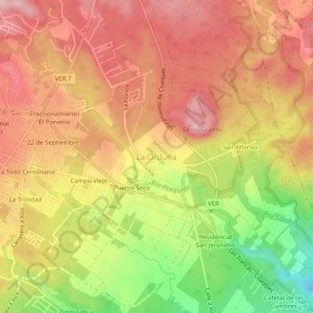 Mappa topografica La Orduña, altitudine, rilievo