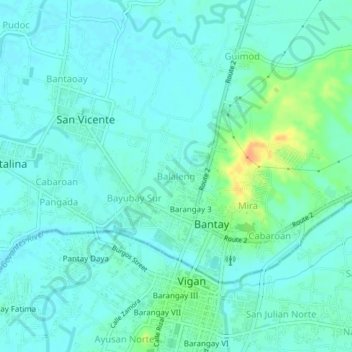 Mappa topografica Balaleng, altitudine, rilievo