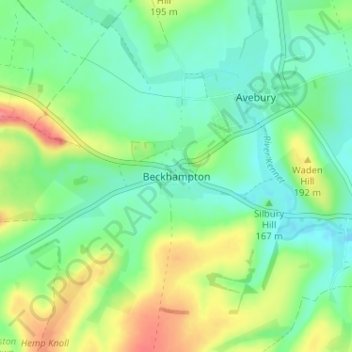 Mappa topografica Beckhampton, altitudine, rilievo