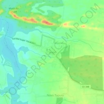 Mappa topografica Siupé, altitudine, rilievo