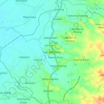 Mappa topografica San Ildefonso, altitudine, rilievo