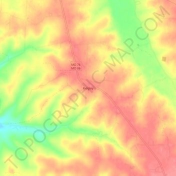 Mappa topografica Ridgley, altitudine, rilievo