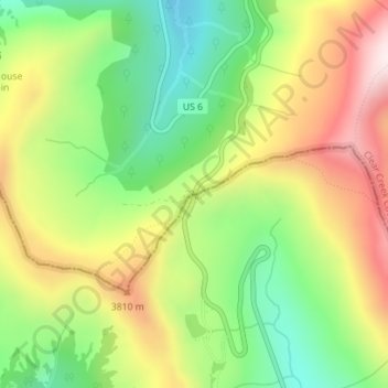 Mappa topografica Loveland Pass, altitudine, rilievo