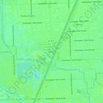 Mappa topografica Howard, altitudine, rilievo