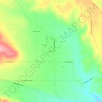 Mappa topografica Cowiche, altitudine, rilievo