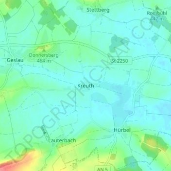 Mappa topografica Kreuth, altitudine, rilievo