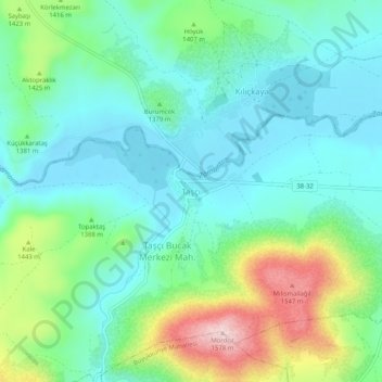 Mappa topografica Taşçı, altitudine, rilievo