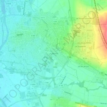Mappa topografica Les Maillots, altitudine, rilievo