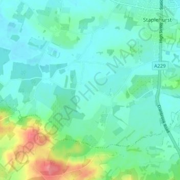 Mappa topografica Bletchingly, altitudine, rilievo