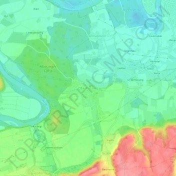 Mappa topografica Oberflossing, altitudine, rilievo