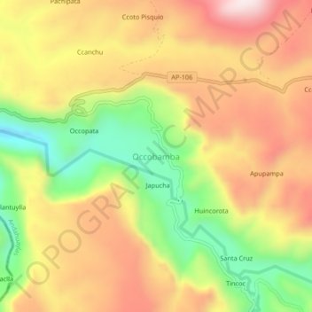 Mappa topografica Occobamba, altitudine, rilievo
