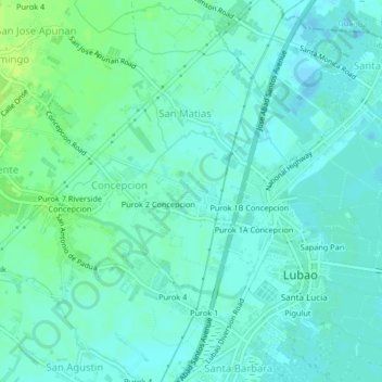 Mappa topografica Purok 9A Concepcion, altitudine, rilievo