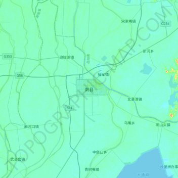Mappa topografica 南县, altitudine, rilievo