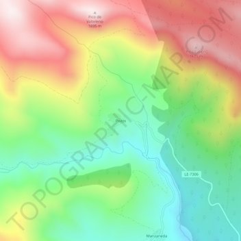 Mappa topografica Pozos, altitudine, rilievo