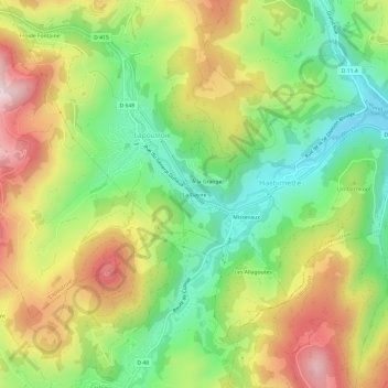 Mappa topografica La Gayire, altitudine, rilievo