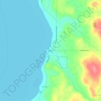 Mappa topografica Alden, altitudine, rilievo