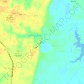 Mappa topografica Roanes, altitudine, rilievo
