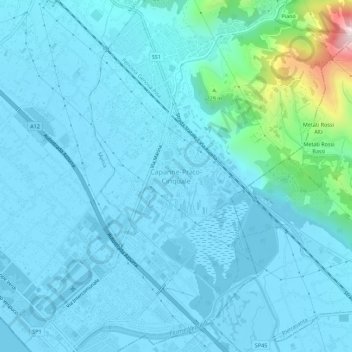 Mappa topografica Capanne-Prato-Cinquale, altitudine, rilievo