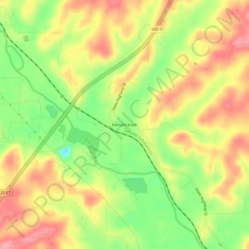Mappa topografica Hendrickson, altitudine, rilievo