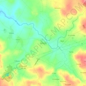 Mappa topografica Boimente, altitudine, rilievo