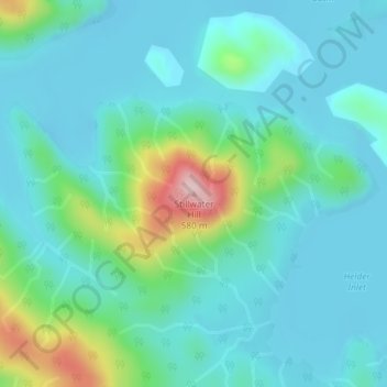 Mappa topografica Stillwater Hill, altitudine, rilievo