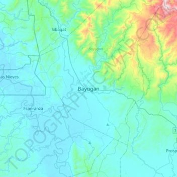 Mappa topografica Bayugan, altitudine, rilievo