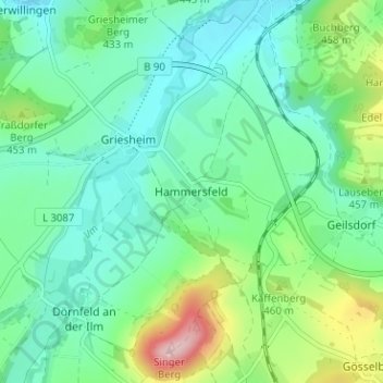 Mappa topografica Hammersfeld, altitudine, rilievo