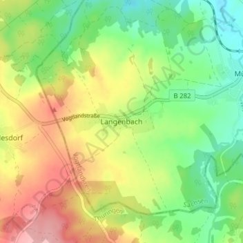 Mappa topografica Langenbach, altitudine, rilievo