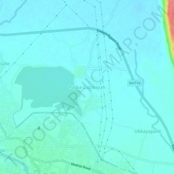 Mappa topografica Patha Cuddapah, altitudine, rilievo