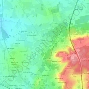 Mappa topografica Beurre, altitudine, rilievo