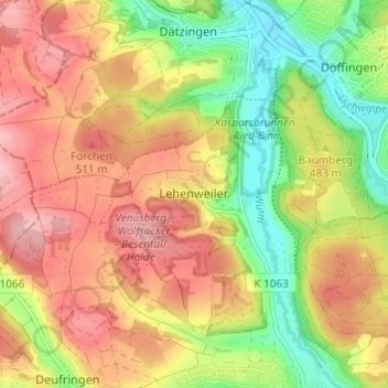 Mappa topografica Lehenweiler, altitudine, rilievo
