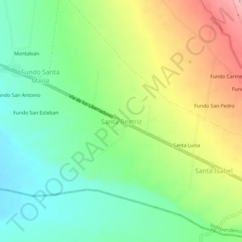 Mappa topografica Santa Beatriz, altitudine, rilievo