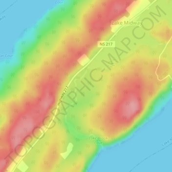 Mappa topografica Digby Neck, altitudine, rilievo