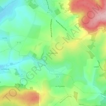 Mappa topografica Montgoublin, altitudine, rilievo