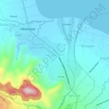 Mappa topografica San Francisco, altitudine, rilievo