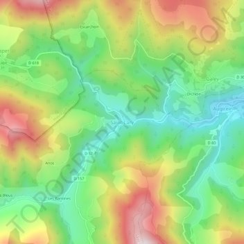 Mappa topografica Saint-Lary, altitudine, rilievo