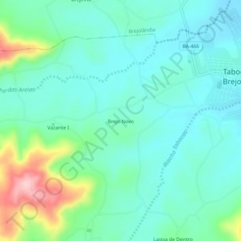 Mappa topografica Brejo Novo, altitudine, rilievo