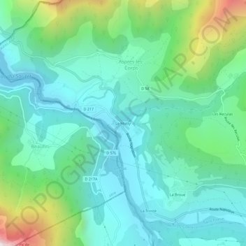 Mappa topografica Le Motty, altitudine, rilievo