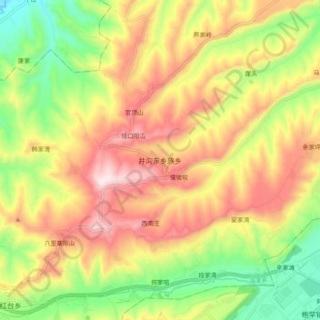 Mappa topografica 井沟东乡族乡, altitudine, rilievo