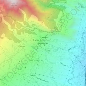 Mappa topografica Las Caitanas, altitudine, rilievo