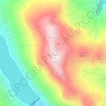 Mappa topografica Ben Vorlich, altitudine, rilievo