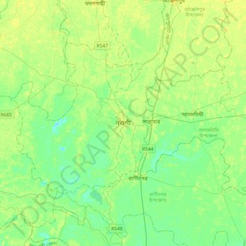 Mappa topografica Naogaon, altitudine, rilievo
