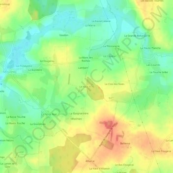 Mappa topografica Le Haut Bois, altitudine, rilievo