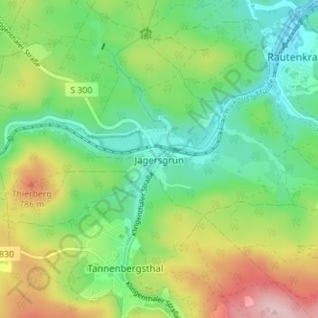 Mappa topografica Jägersgrün, altitudine, rilievo