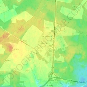 Mappa topografica Atlantisud, altitudine, rilievo